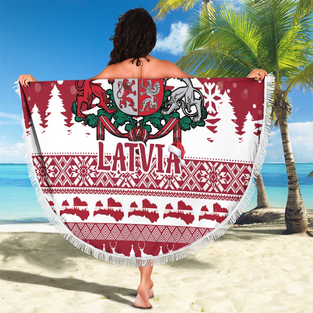 Latvia Christmas Beach Blanket Priecigus Ziemassvetkus - Wonder Print Shop