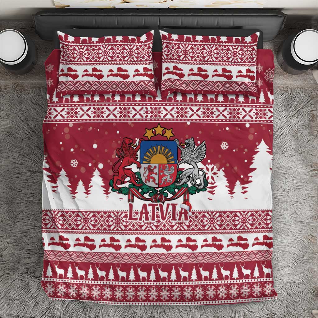 Latvia Christmas Bedding Set Priecigus Ziemassvetkus - Wonder Print Shop