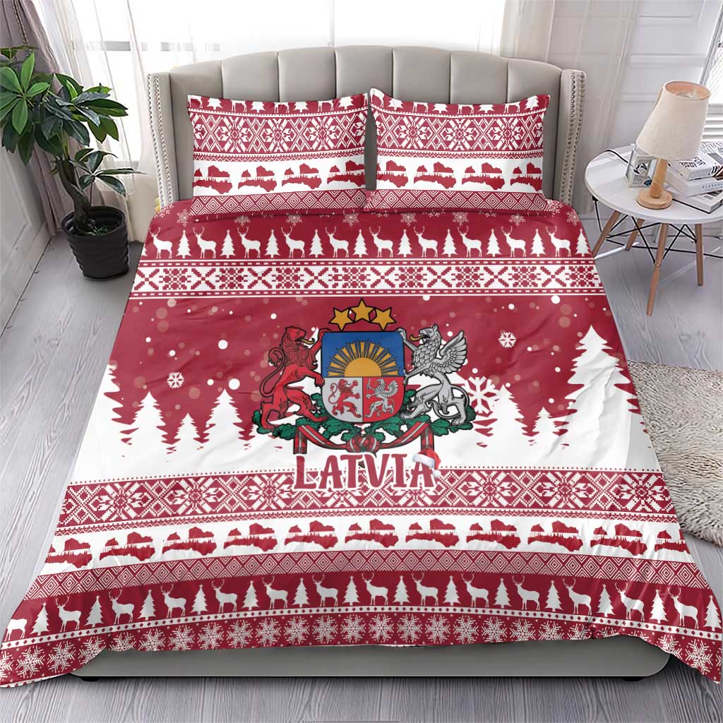 Latvia Christmas Bedding Set Priecigus Ziemassvetkus - Wonder Print Shop