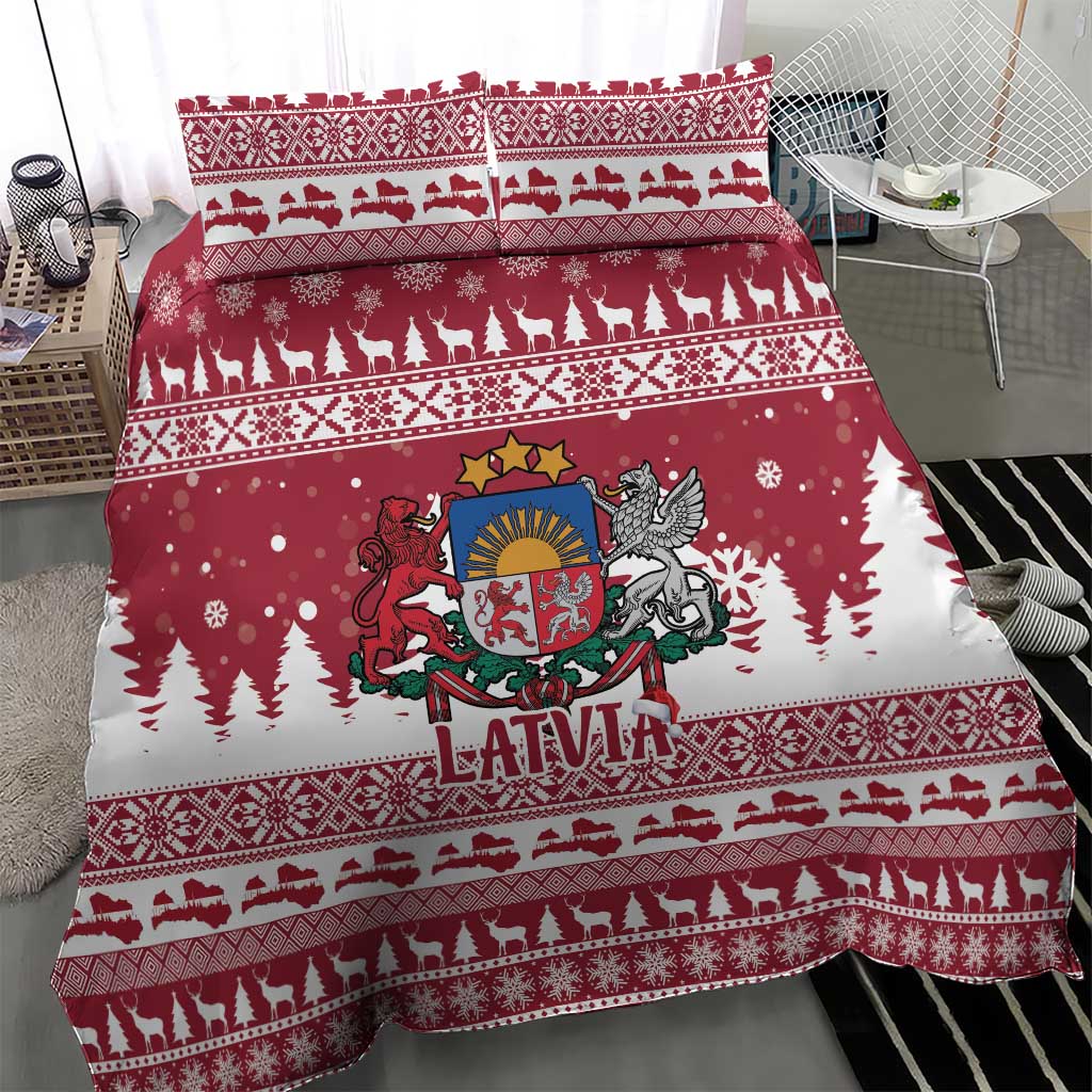 Latvia Christmas Bedding Set Priecigus Ziemassvetkus - Wonder Print Shop