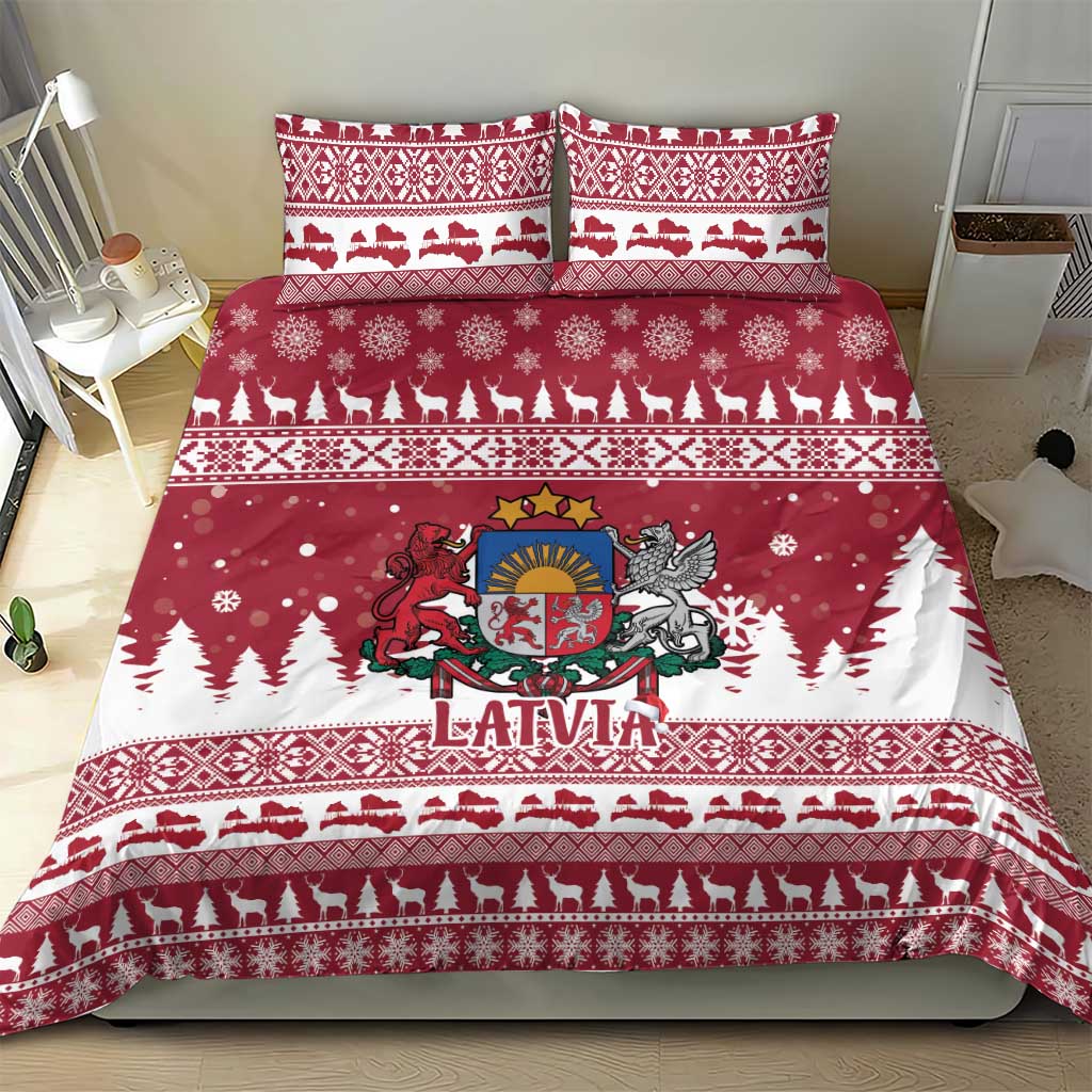 Latvia Christmas Bedding Set Priecigus Ziemassvetkus - Wonder Print Shop