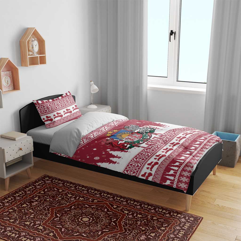 Latvia Christmas Bedding Set Priecigus Ziemassvetkus - Wonder Print Shop