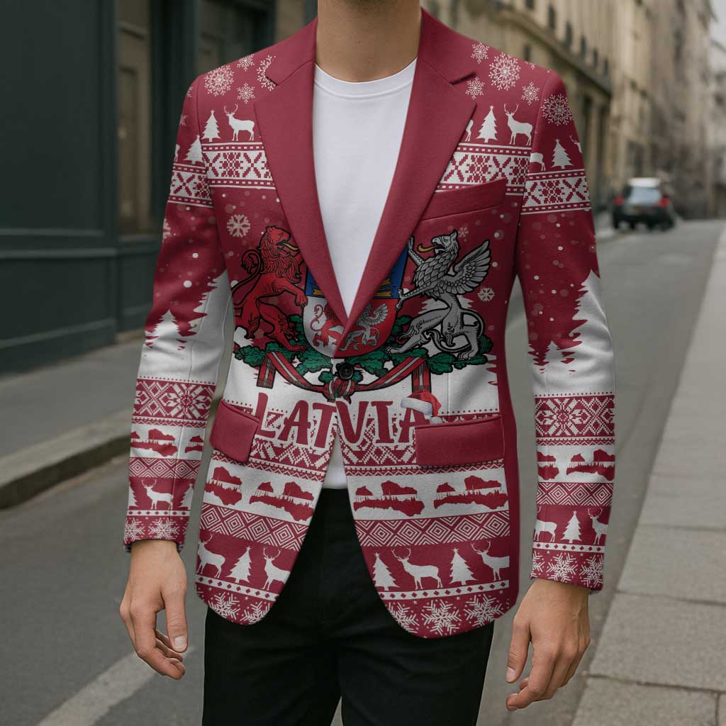 Latvia Christmas Blazer Priecigus Ziemassvetkus - Wonder Print Shop