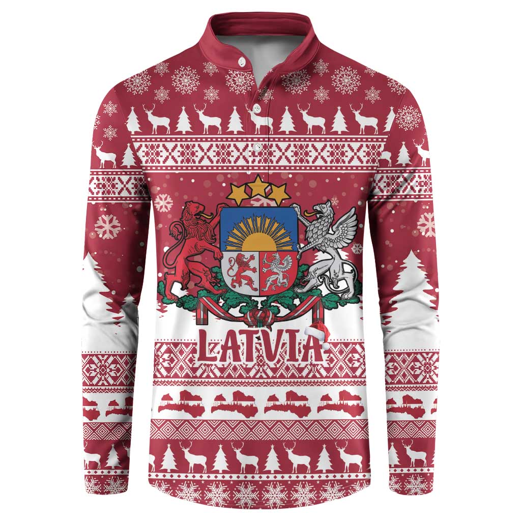 Latvia Christmas Button Sweatshirt Priecigus Ziemassvetkus - Wonder Print Shop