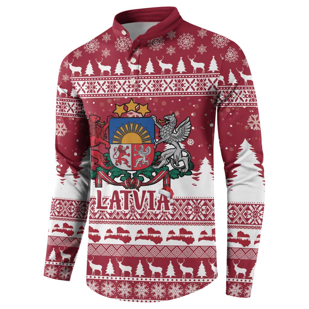Latvia Christmas Button Sweatshirt Priecigus Ziemassvetkus - Wonder Print Shop