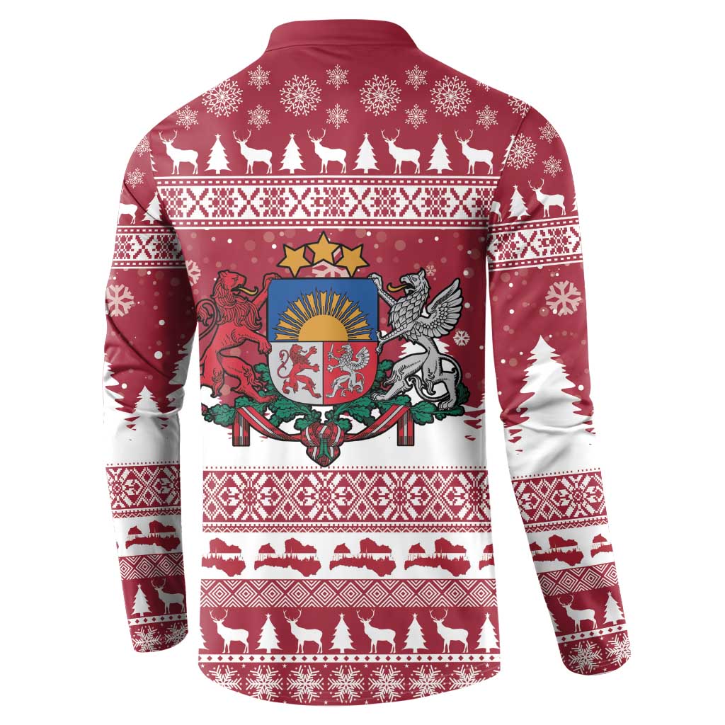 Latvia Christmas Button Sweatshirt Priecigus Ziemassvetkus - Wonder Print Shop