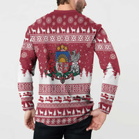 Latvia Christmas Button Sweatshirt Priecigus Ziemassvetkus - Wonder Print Shop