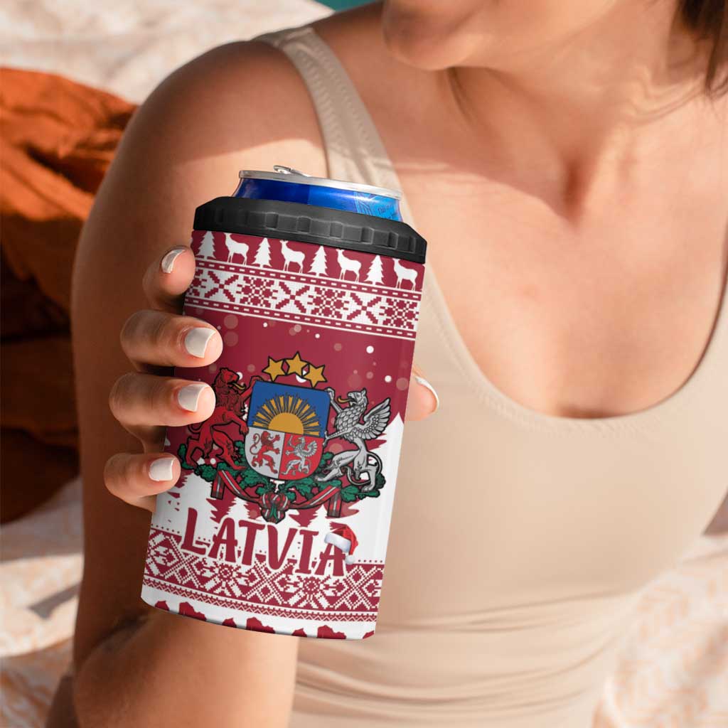 Latvia Christmas 4 in 1 Can Cooler Tumbler Priecigus Ziemassvetkus - Wonder Print Shop