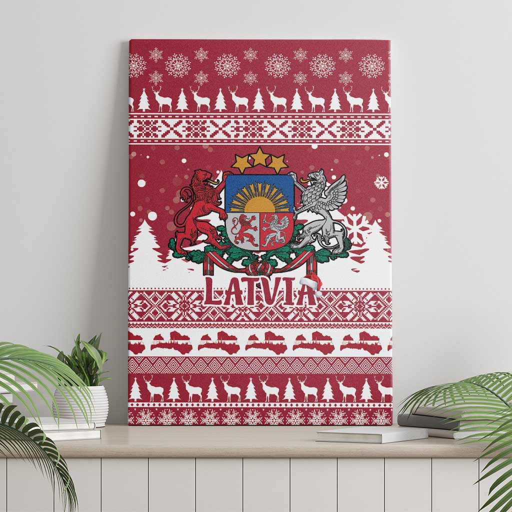 Latvia Christmas Canvas Wall Art Priecigus Ziemassvetkus - Wonder Print Shop