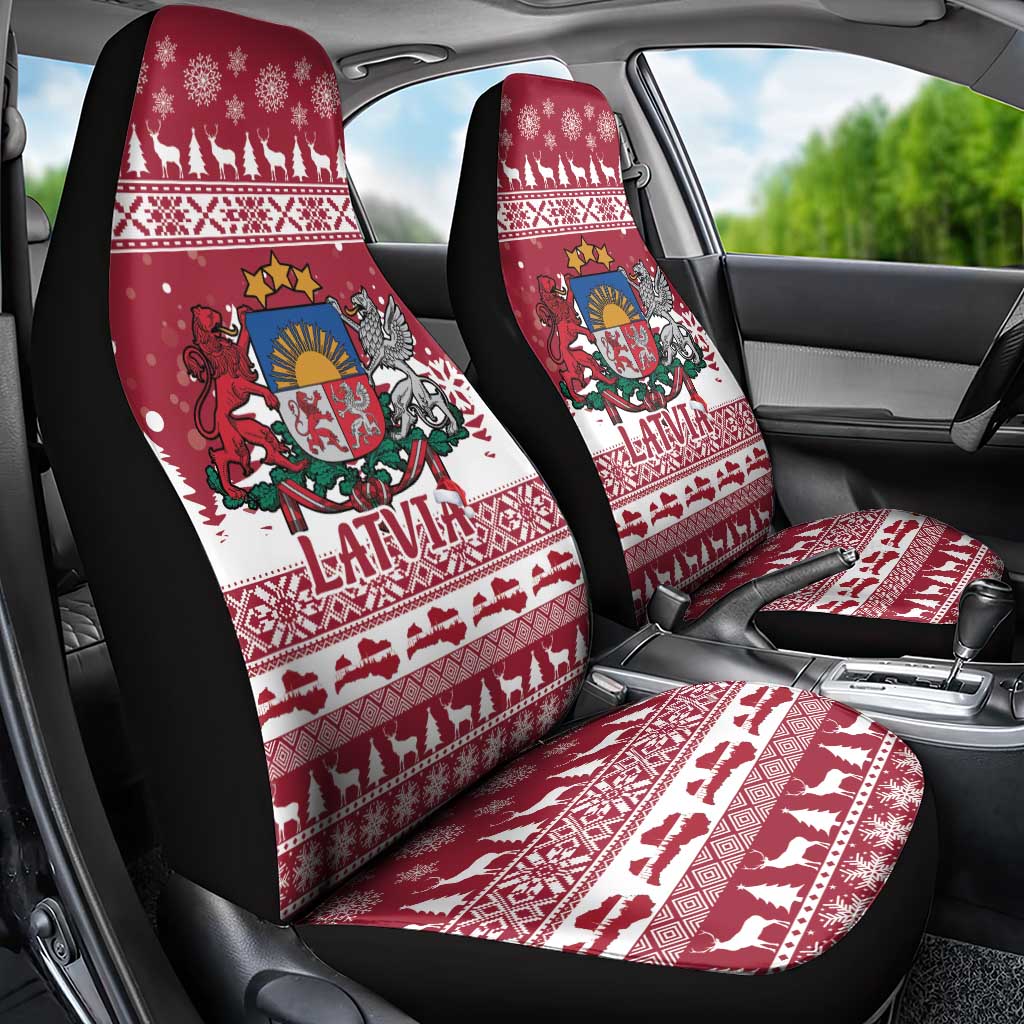 Latvia Christmas Car Seat Cover Priecigus Ziemassvetkus - Wonder Print Shop