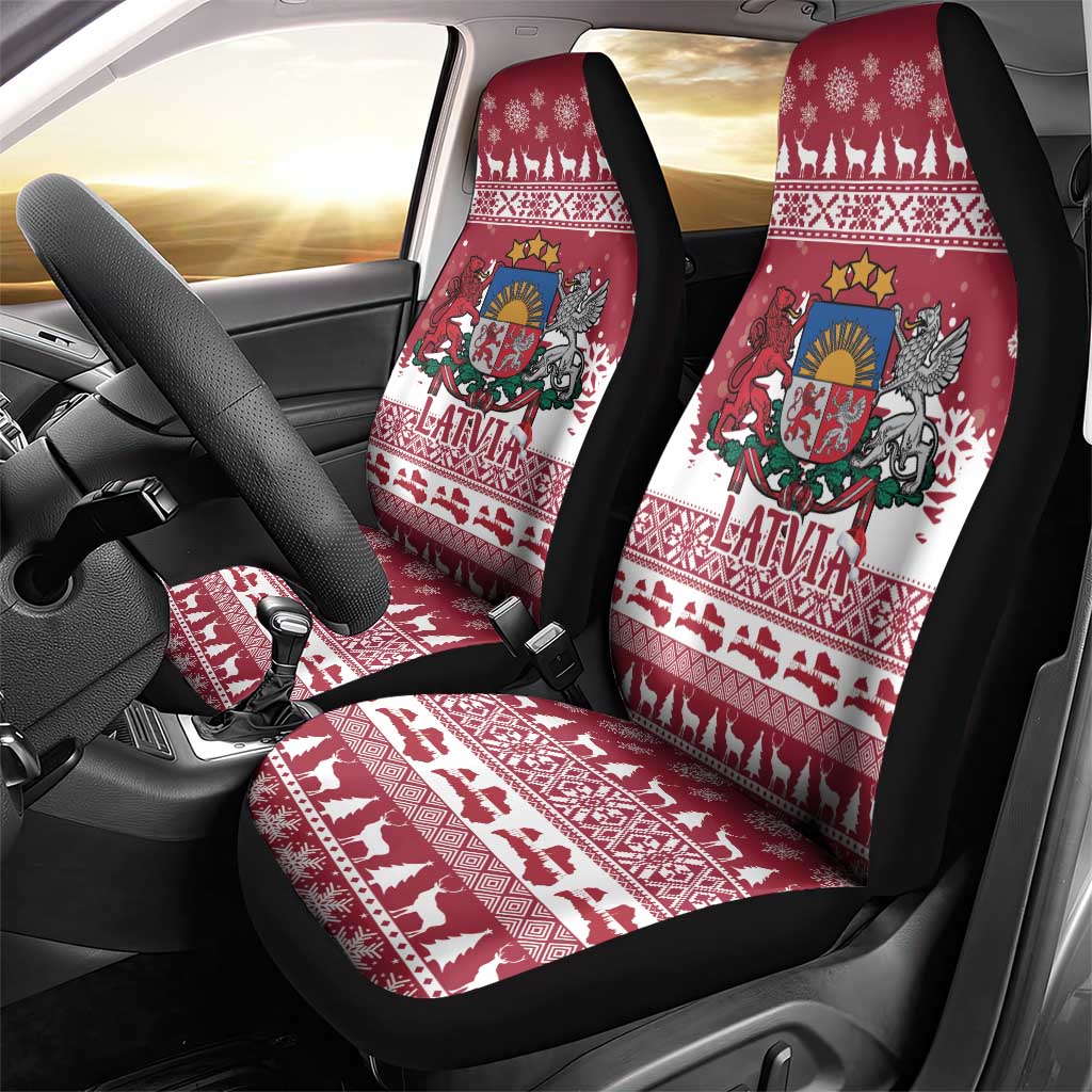 Latvia Christmas Car Seat Cover Priecigus Ziemassvetkus - Wonder Print Shop