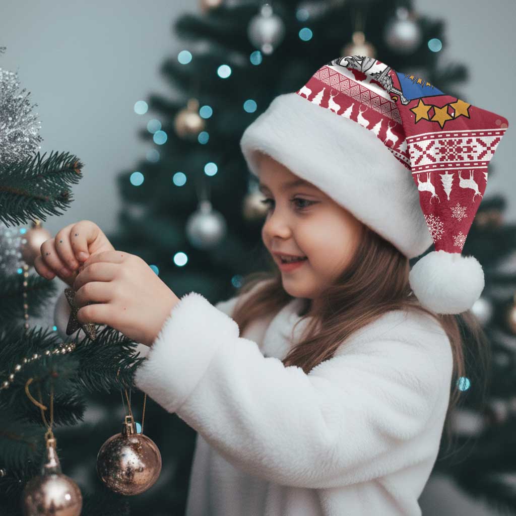 Latvia Christmas Santa Hat Priecigus Ziemassvetkus - Wonder Print Shop