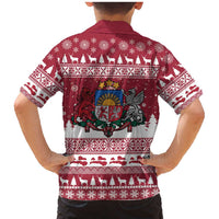 Latvia Christmas Family Matching Mermaid Dress and Hawaiian Shirt Priecigus Ziemassvetkus - Wonder Print Shop