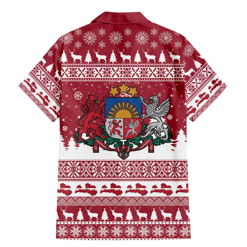 Latvia Christmas Family Matching Mermaid Dress and Hawaiian Shirt Priecigus Ziemassvetkus - Wonder Print Shop