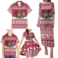 Latvia Christmas Family Matching Puletasi and Hawaiian Shirt Priecigus Ziemassvetkus - Wonder Print Shop