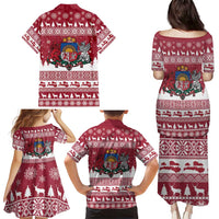 Latvia Christmas Family Matching Puletasi and Hawaiian Shirt Priecigus Ziemassvetkus - Wonder Print Shop