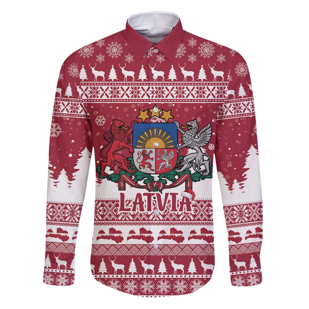 Latvia Christmas Family Matching Puletasi and Hawaiian Shirt Priecigus Ziemassvetkus - Wonder Print Shop