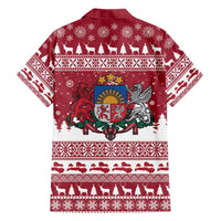 Latvia Christmas Family Matching Short Sleeve Bodycon Dress and Hawaiian Shirt Priecigus Ziemassvetkus - Wonder Print Shop