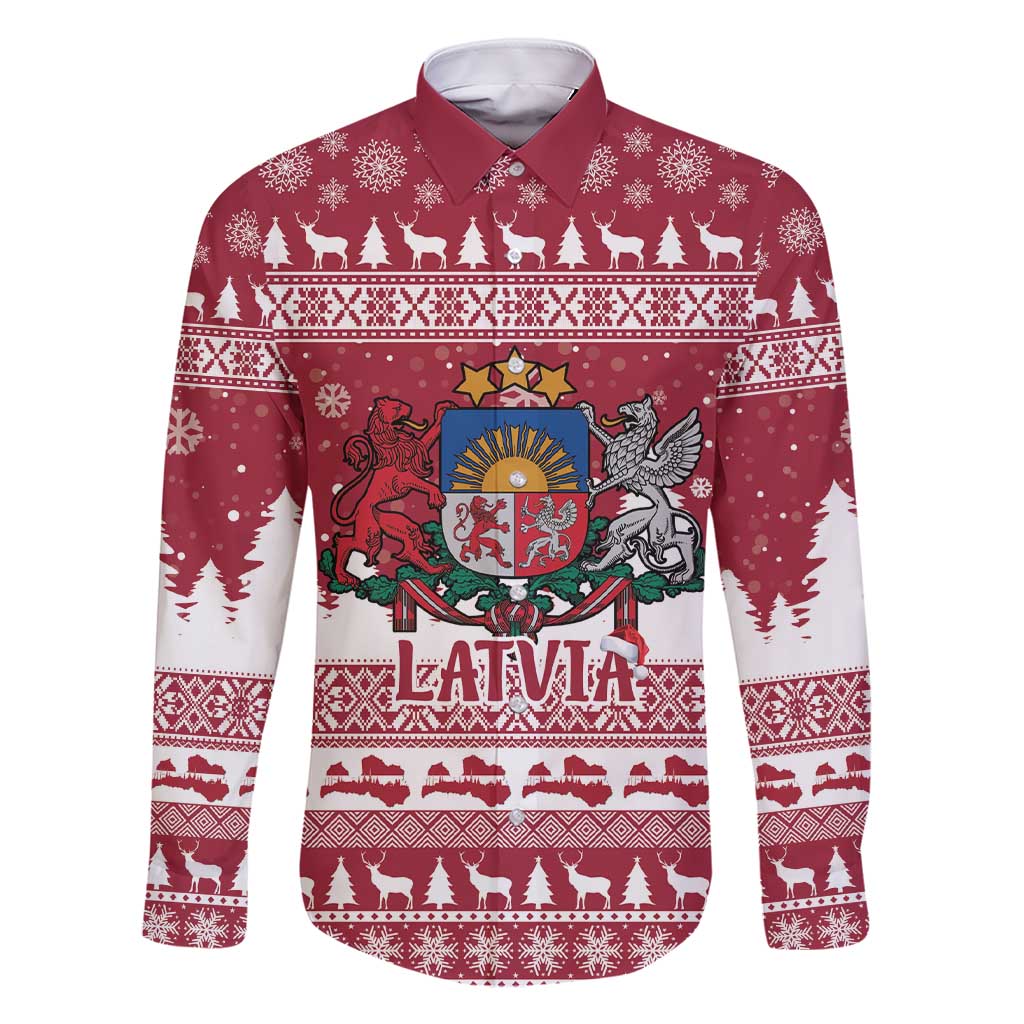 Latvia Christmas Family Matching Short Sleeve Bodycon Dress and Hawaiian Shirt Priecigus Ziemassvetkus - Wonder Print Shop