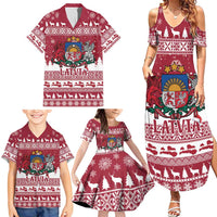Latvia Christmas Family Matching Summer Maxi Dress and Hawaiian Shirt Priecigus Ziemassvetkus - Wonder Print Shop