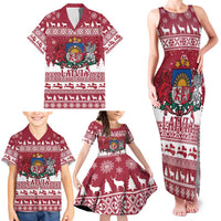 Latvia Christmas Family Matching Tank Maxi Dress and Hawaiian Shirt Priecigus Ziemassvetkus - Wonder Print Shop