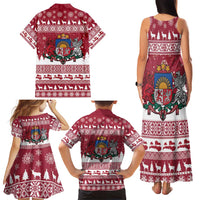 Latvia Christmas Family Matching Tank Maxi Dress and Hawaiian Shirt Priecigus Ziemassvetkus - Wonder Print Shop