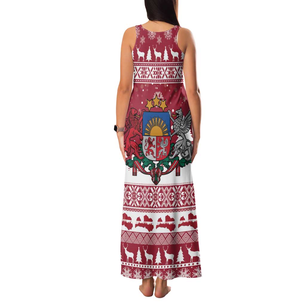 Latvia Christmas Family Matching Tank Maxi Dress and Hawaiian Shirt Priecigus Ziemassvetkus - Wonder Print Shop