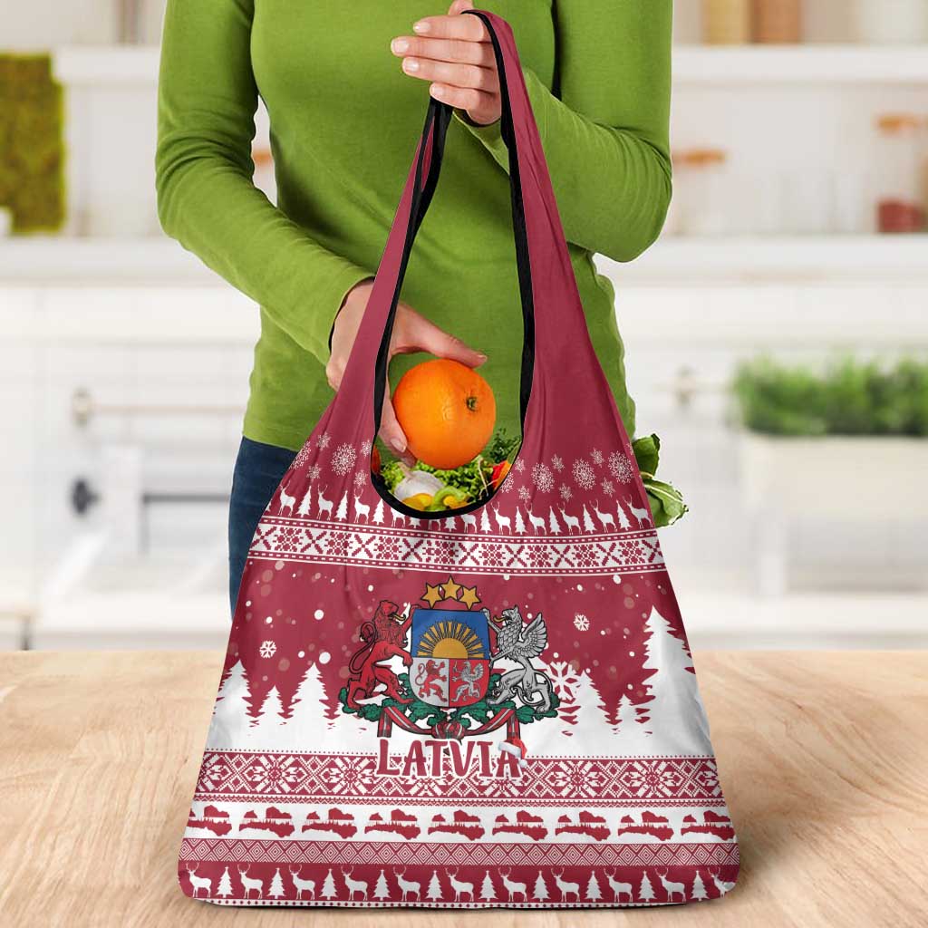Latvia Christmas Grocery Bag Priecigus Ziemassvetkus - Wonder Print Shop