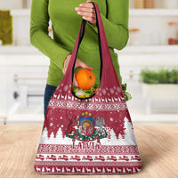 Latvia Christmas Grocery Bag Priecigus Ziemassvetkus - Wonder Print Shop