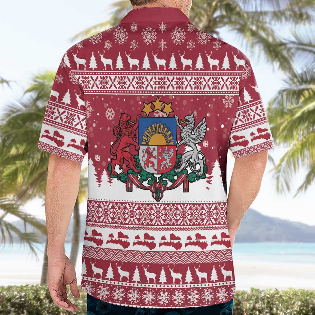 Latvia Christmas Hawaiian Shirt Priecigus Ziemassvetkus - Wonder Print Shop
