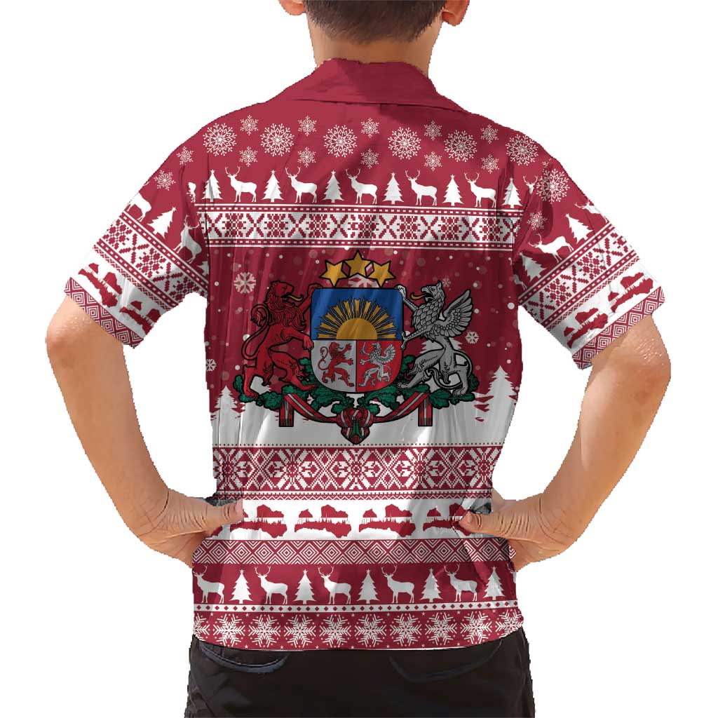 Latvia Christmas Hawaiian Shirt Priecigus Ziemassvetkus - Wonder Print Shop