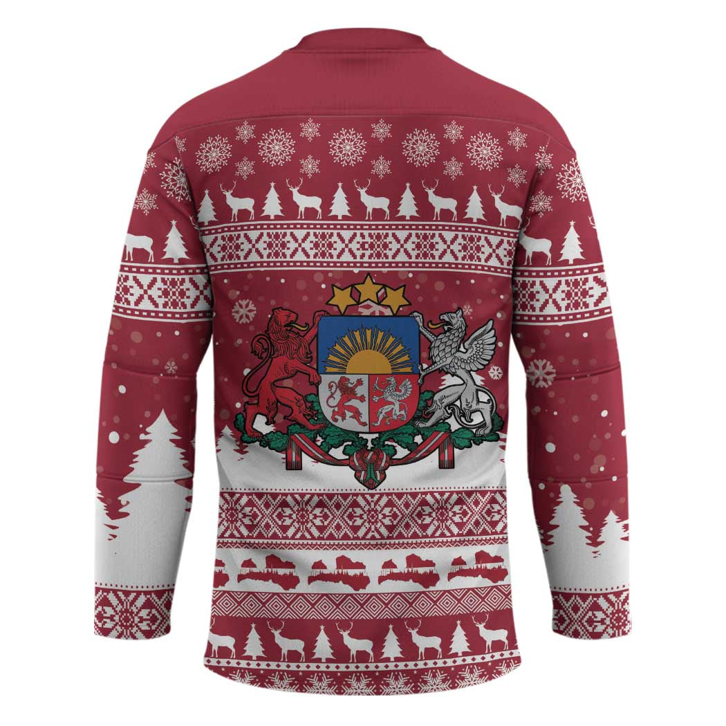 Latvia Christmas Hockey Jersey Priecigus Ziemassvetkus - Wonder Print Shop