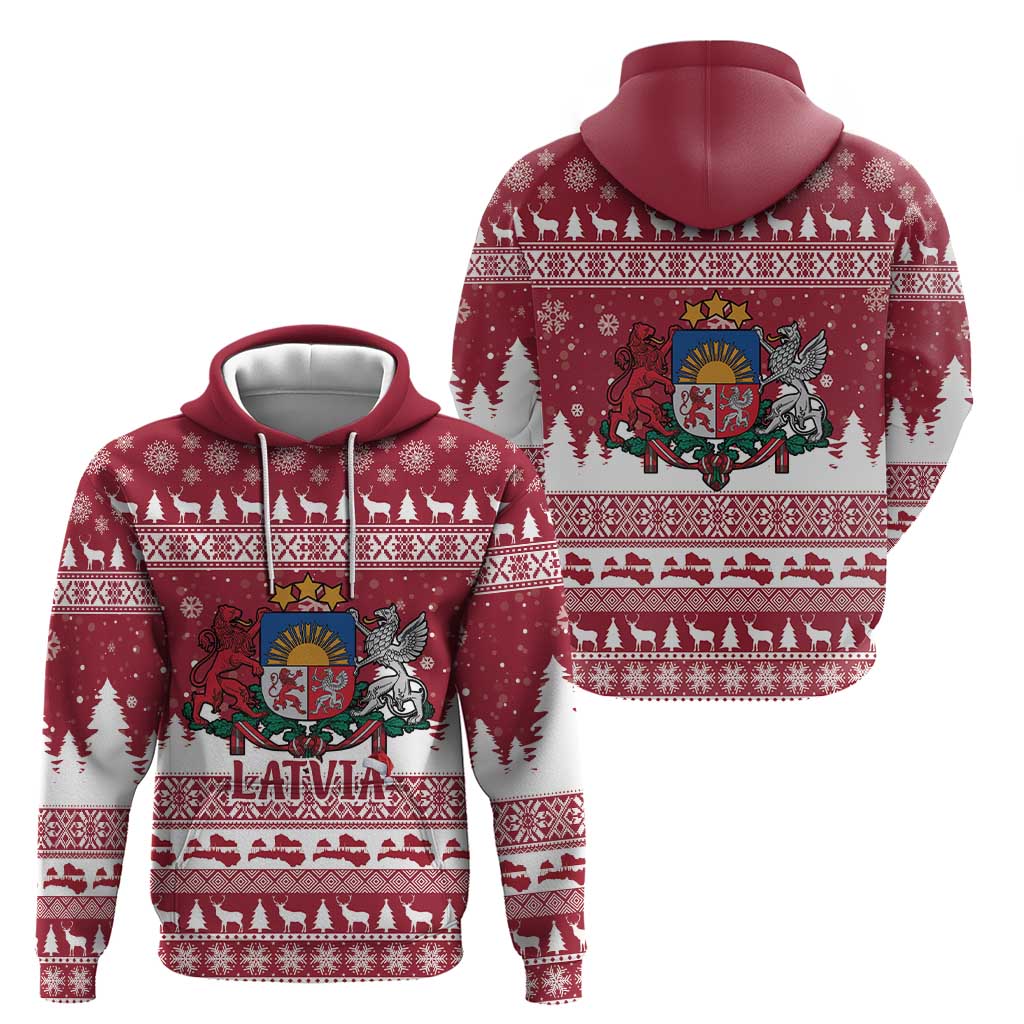 Latvia Christmas Hoodie Priecigus Ziemassvetkus - Wonder Print Shop