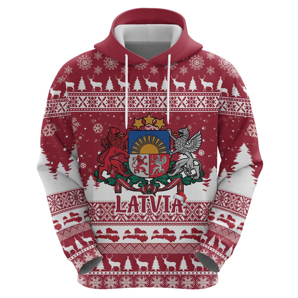 Latvia Christmas Hoodie Priecigus Ziemassvetkus - Wonder Print Shop