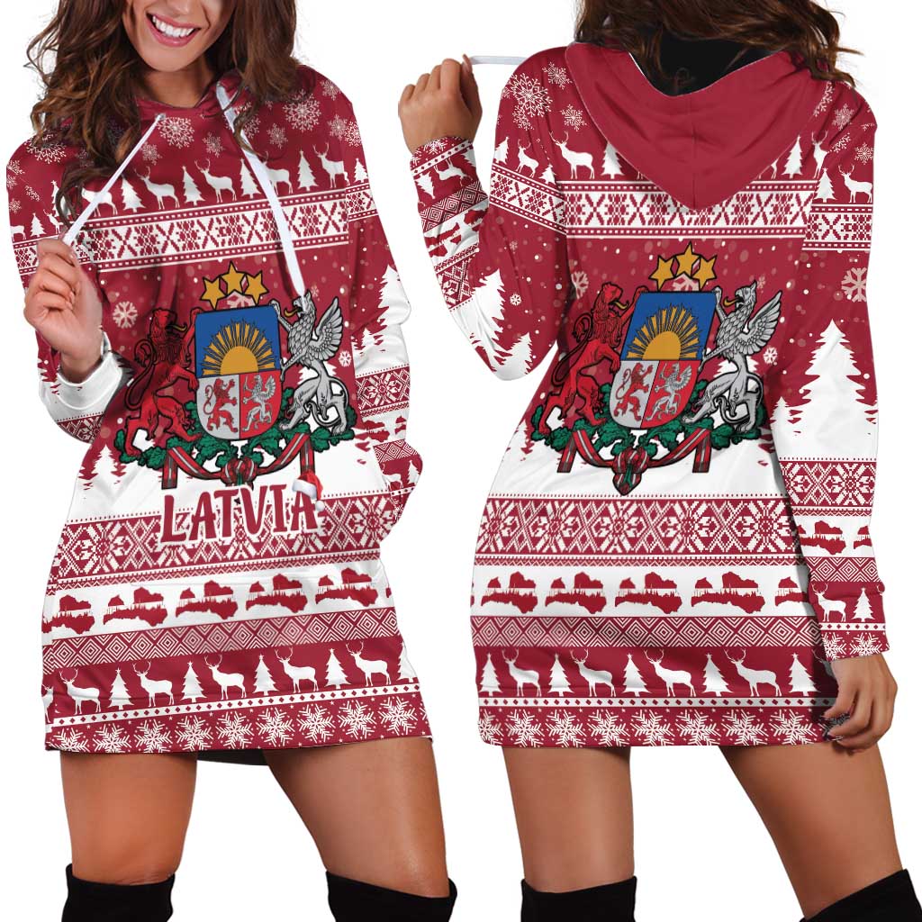 Latvia Christmas Hoodie Dress Priecigus Ziemassvetkus - Wonder Print Shop