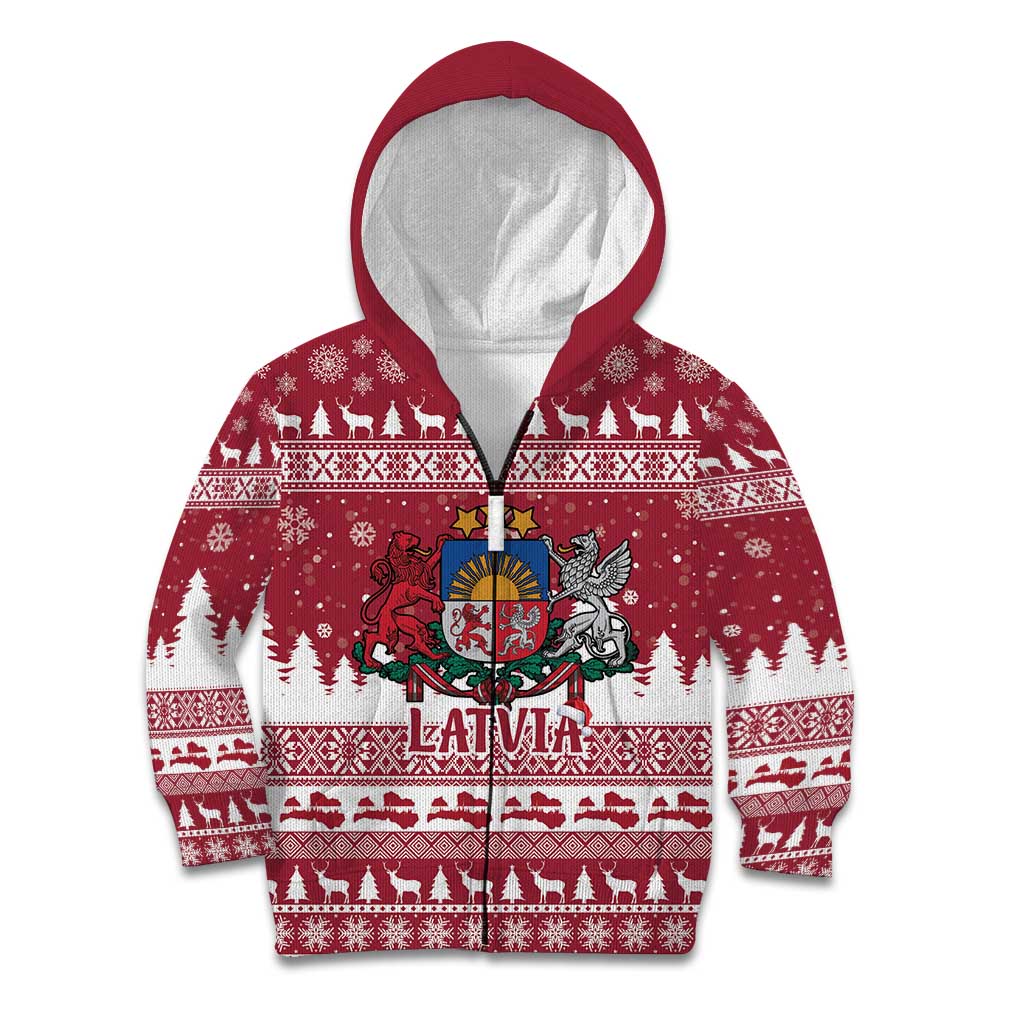 Latvia Christmas Kid Hoodie Priecigus Ziemassvetkus - Wonder Print Shop