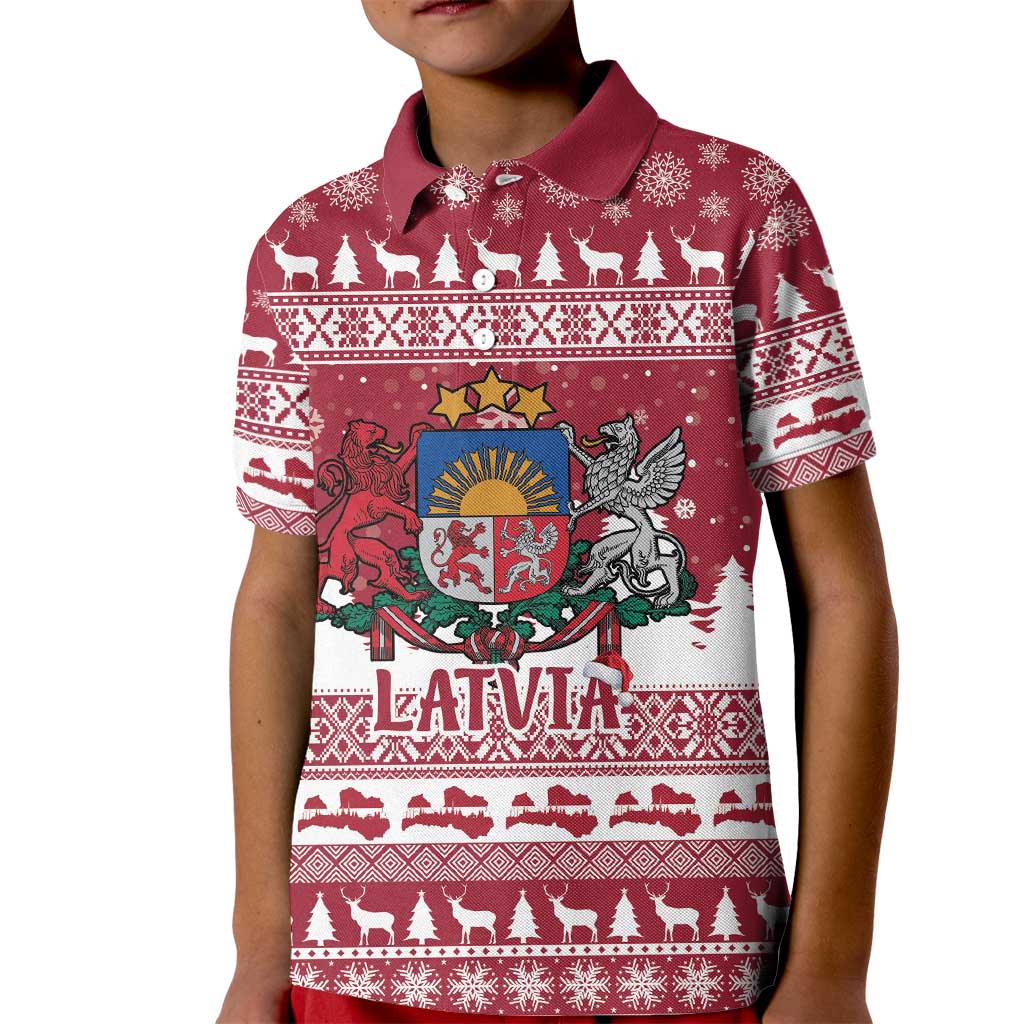 Latvia Christmas Kid Polo Shirt Priecigus Ziemassvetkus - Wonder Print Shop