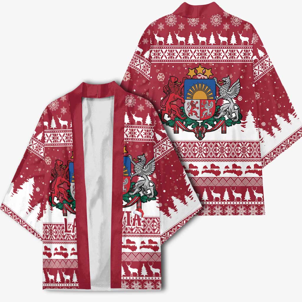 Latvia Christmas Kimono Priecigus Ziemassvetkus - Wonder Print Shop