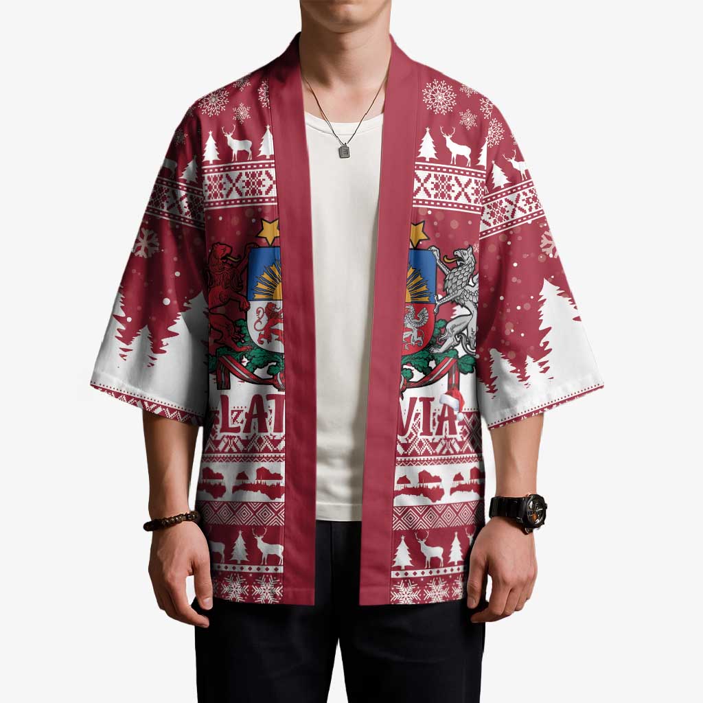 Latvia Christmas Kimono Priecigus Ziemassvetkus - Wonder Print Shop