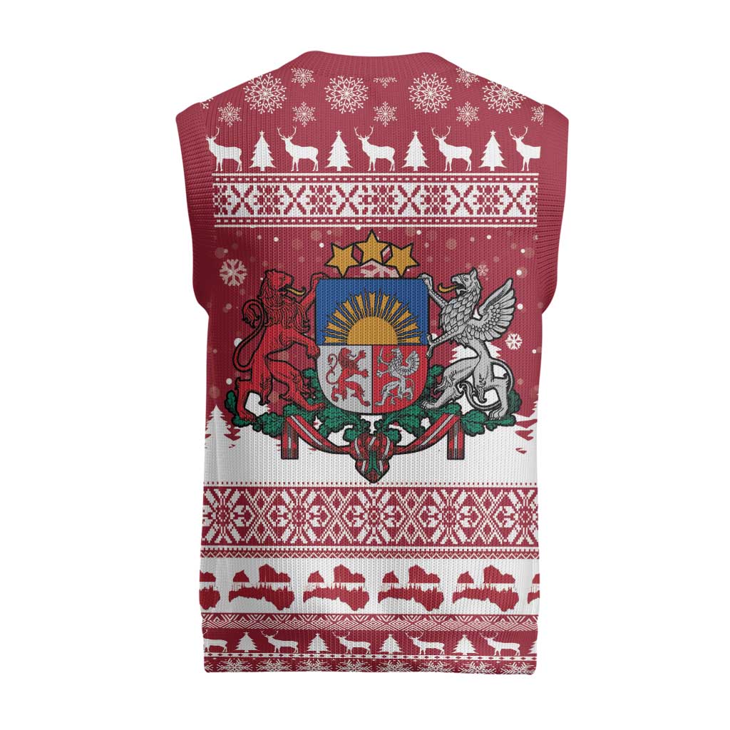 Latvia Christmas Knitted V-Neck Vest Priecigus Ziemassvetkus - Wonder Print Shop