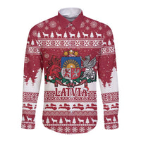 Latvia Christmas Long Sleeve Button Shirt Priecigus Ziemassvetkus - Wonder Print Shop