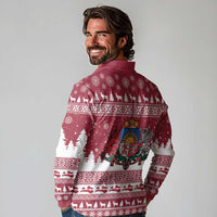 Latvia Christmas Long Sleeve Polo Shirt Priecigus Ziemassvetkus - Wonder Print Shop