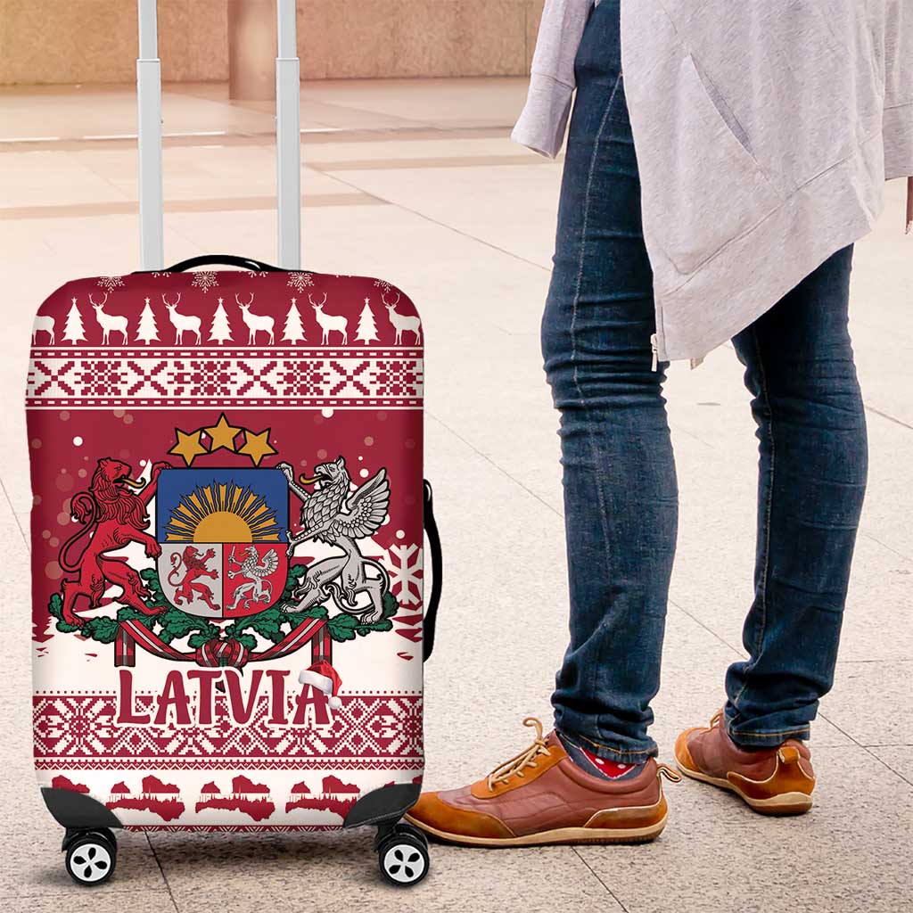 Latvia Christmas Luggage Cover Priecigus Ziemassvetkus - Wonder Print Shop