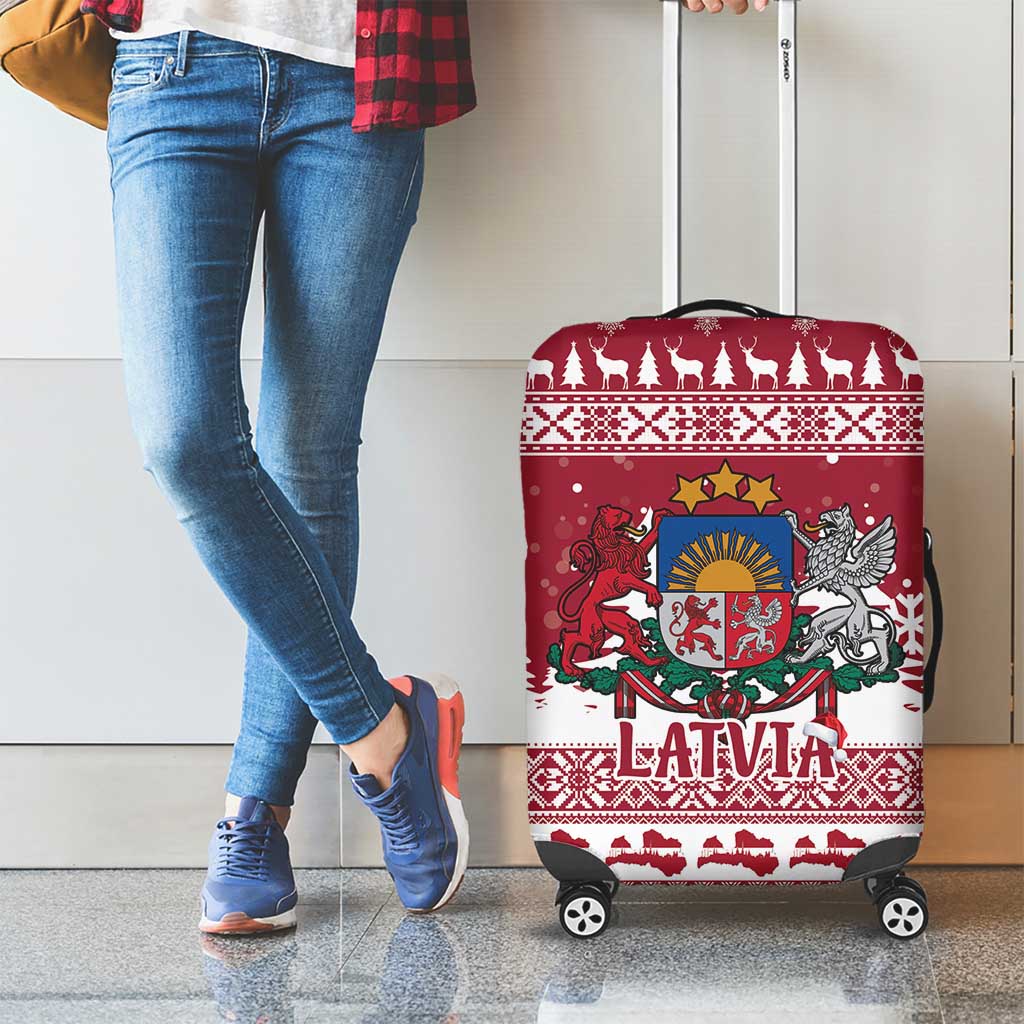 Latvia Christmas Luggage Cover Priecigus Ziemassvetkus - Wonder Print Shop