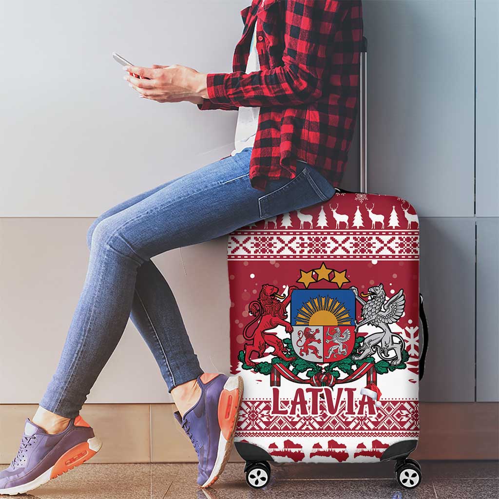 Latvia Christmas Luggage Cover Priecigus Ziemassvetkus - Wonder Print Shop