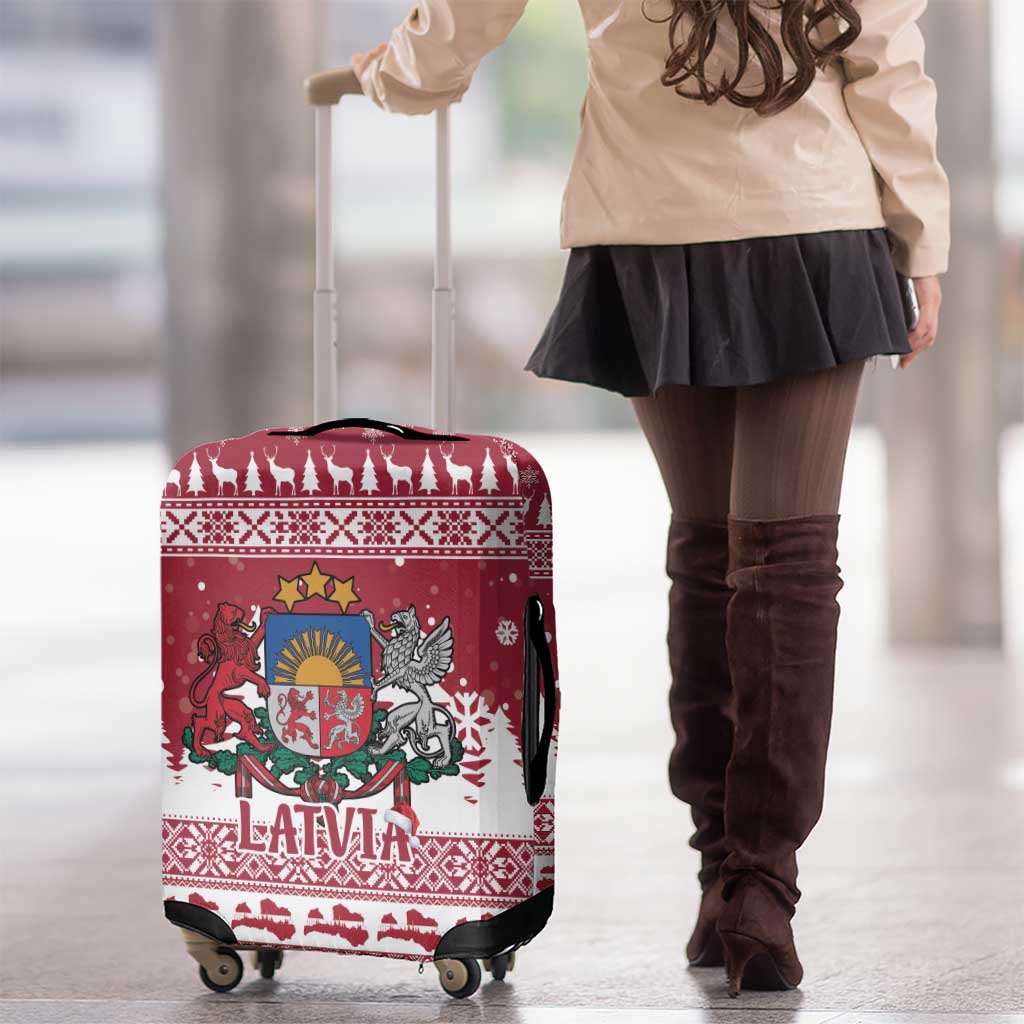 Latvia Christmas Luggage Cover Priecigus Ziemassvetkus - Wonder Print Shop