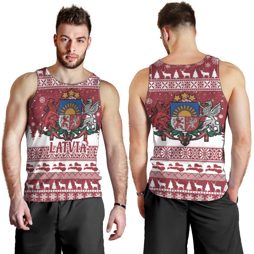 Latvia Christmas Men Tank Top Priecigus Ziemassvetkus - Wonder Print Shop