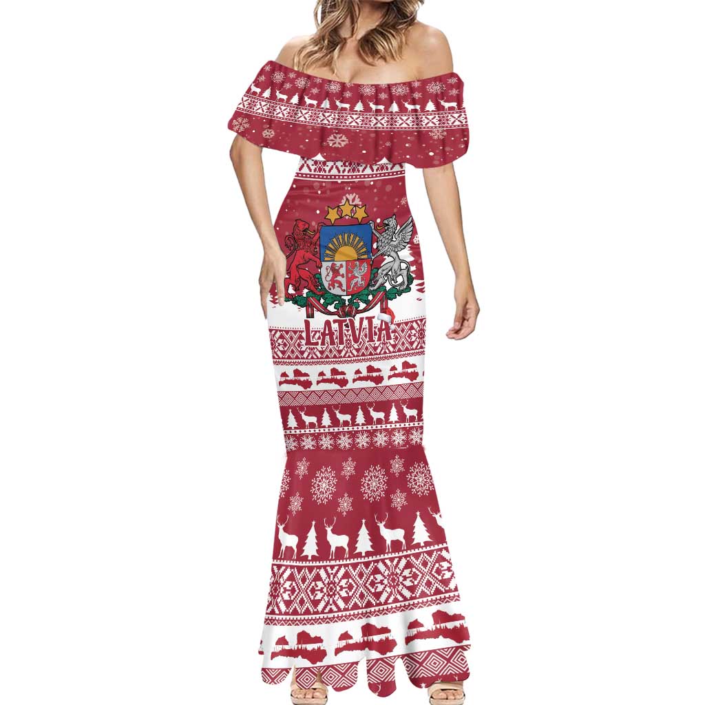 Latvia Christmas Mermaid Dress Priecigus Ziemassvetkus - Wonder Print Shop