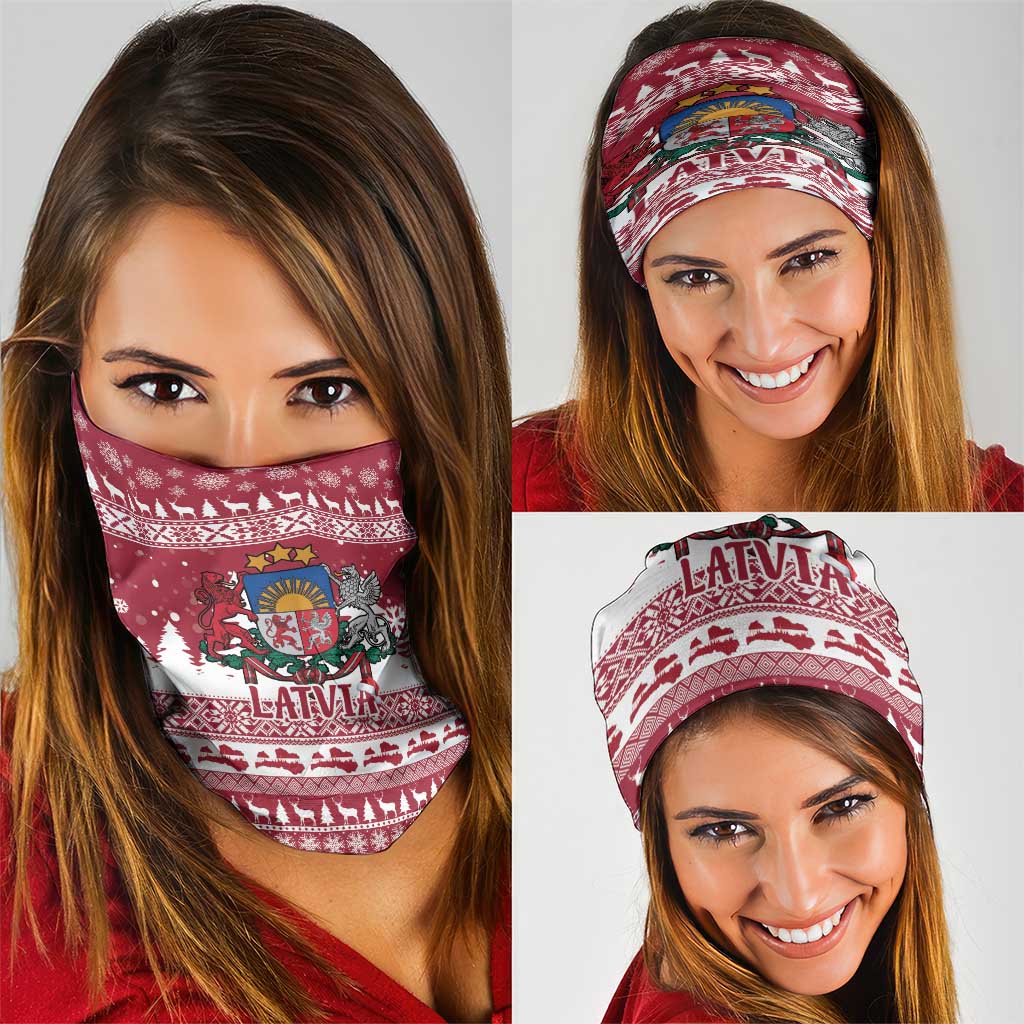 Latvia Christmas Neck Gaiter Priecigus Ziemassvetkus - Wonder Print Shop