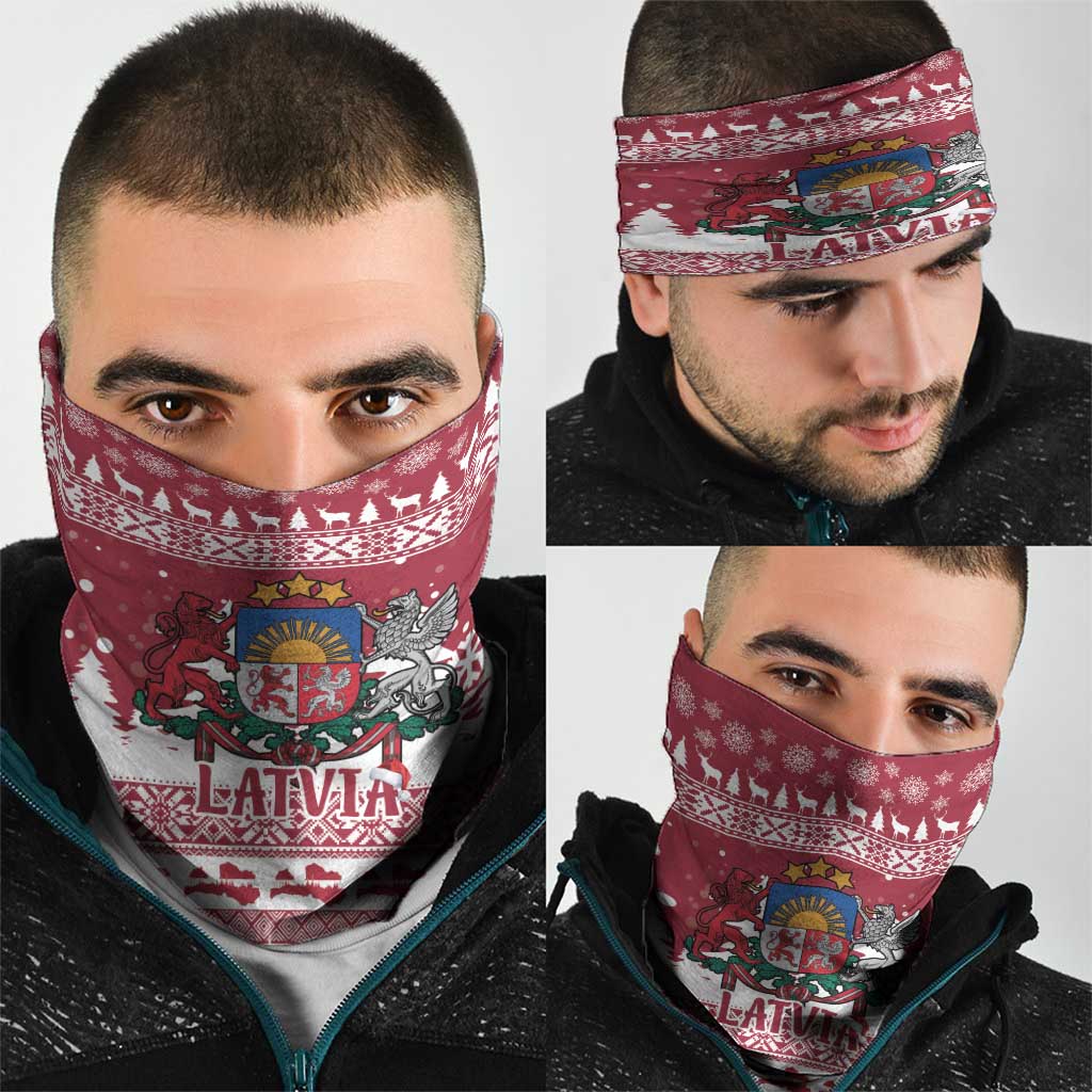 Latvia Christmas Neck Gaiter Priecigus Ziemassvetkus - Wonder Print Shop